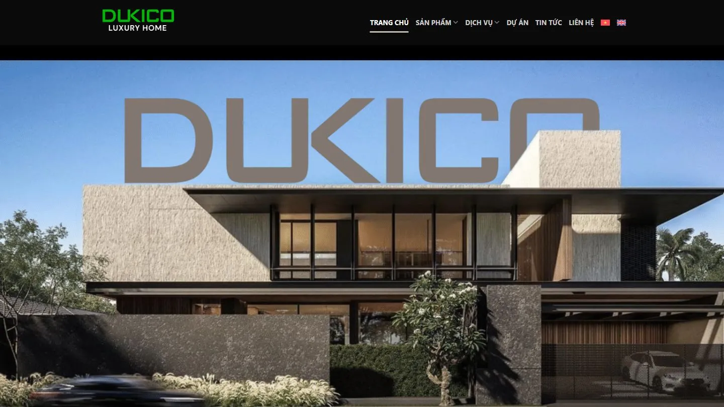 Ảnh chụp trang chủ website Dukico Luxury Home