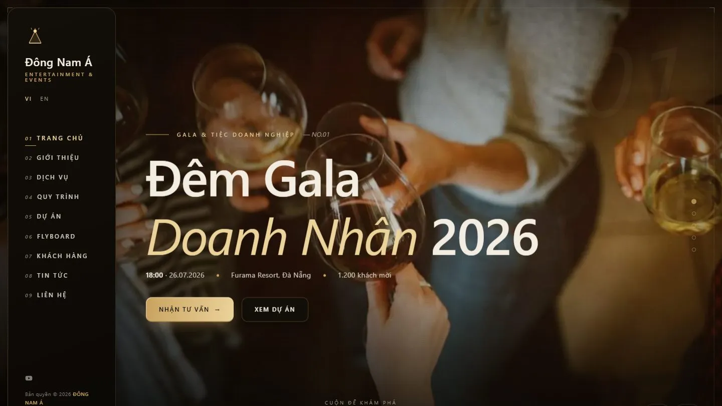 Ảnh chụp trang chủ website Đông Nam Á Events